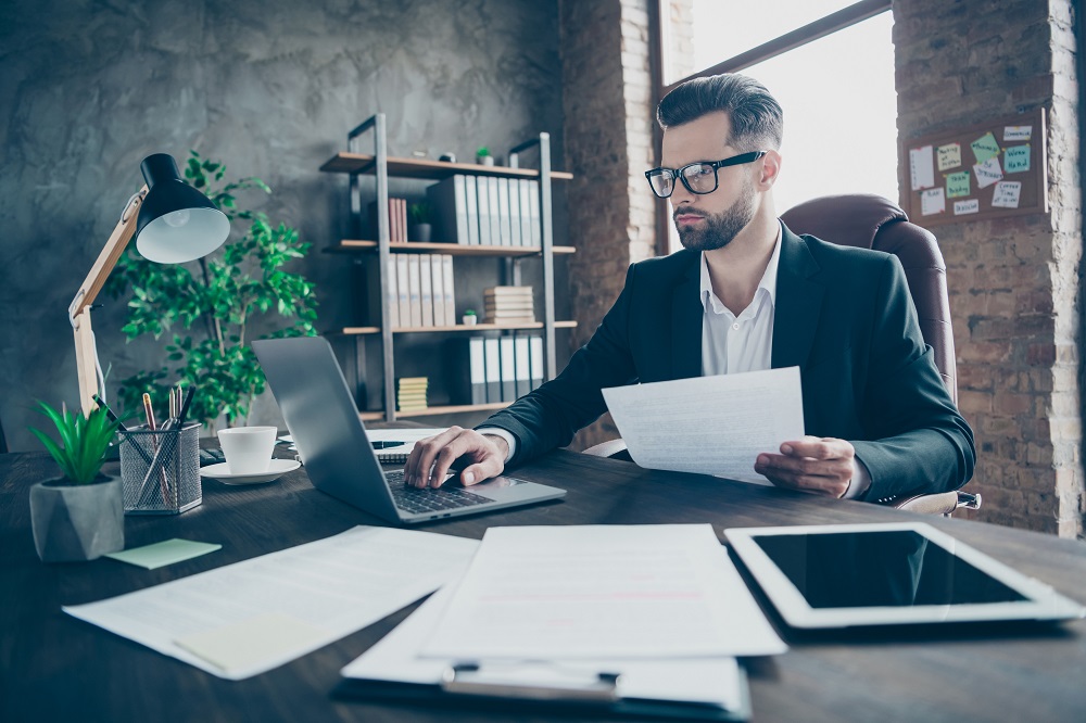 Businessman using laptop